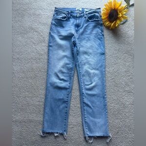 Kensie Vintage Luxe The Slim Distressed Jeans Raw Hem Size 6 / W28